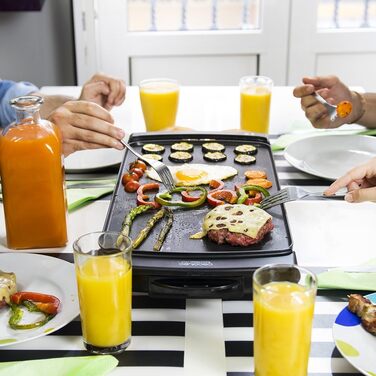 Cecotec Electric Grill Plate with Removable Parts - 1800W, Non-Stick Aluminum Teflon Coating, Dishwasher Safe, Adjustable Thermostat, Large Cooking Surface