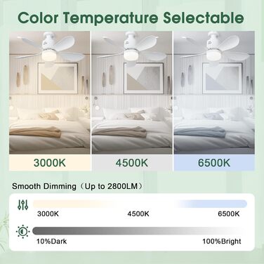 Стеляний вентилятор з підсвіткою, 53 см, з пультом дистанційного керування та таймером, 4 швидкості, регулювання температури кольору 3000K-6500K