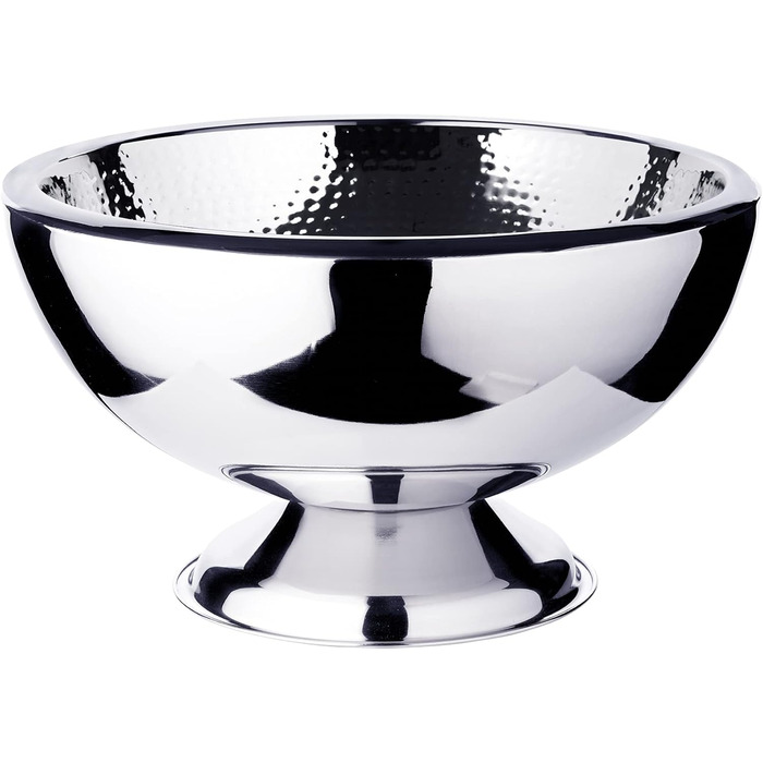 EDZARD Champagne Cooler Cadiz (ø 43 cm, H 24 cm) Stainless steel, highly polished, hammered interior, double-walled, large bowl, suitable as a sparkling wine cooler, bottle cooler, and cooler for up to 5 bottles.