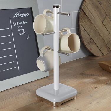 Swan SWKA1030CN Retro Cup Tree for 6 Cups, Weighted Base, Cream (Truffle)