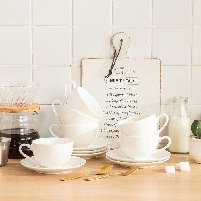 LOVECASA Кавовий сервіз з порцеляни, Sweet, 12-ти частинний, 230 мл, білий, для 6 осіб