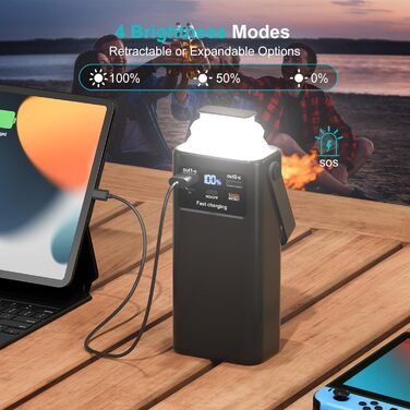 Power Bank 60000mAh 45W з LED-дисплеєм та 7 виходами - Зовнішній акумулятор для кемпінгу та подорожей, чорний