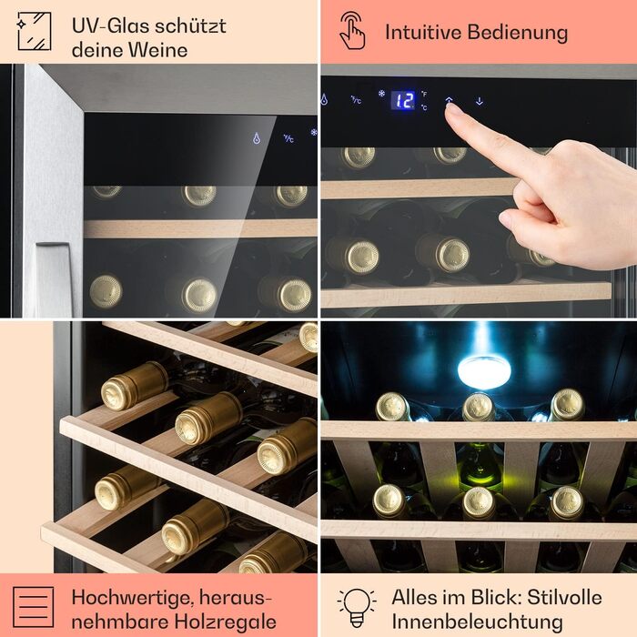 Klarstein Freestanding Wine Cooler - Compact Beverage Refrigerator with Dual Zone & Glass Door - Indoor/Outdoor Beersafe - LED Lighting - 5-18°C - 33 Bottle Capacity