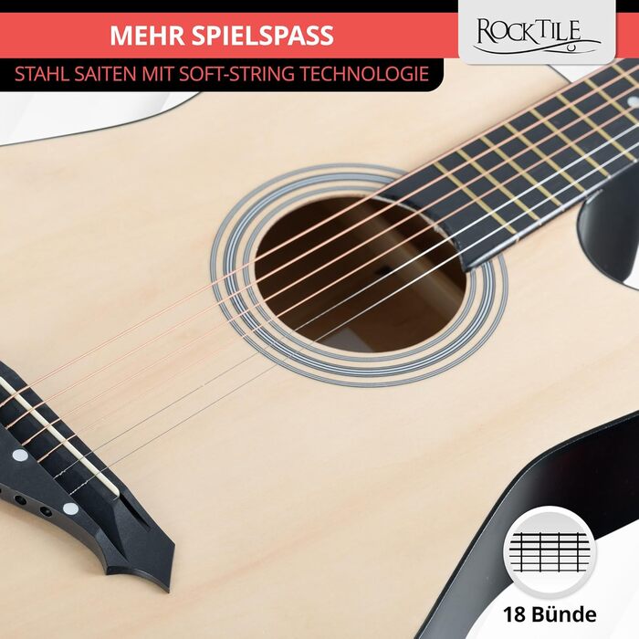 Rocktile WSD-5C-NT: Акустична гітара Western Slim Line Dreadnought - Натуральний колір (з аксесуарами)