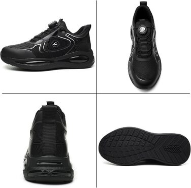 Робочі черевики безпеки для чоловіків та жінок. Легкі, дихаючі, з металевим носком. Розміри 36-46 EU. Чорно-зелені (37 EU, чорно-білі)