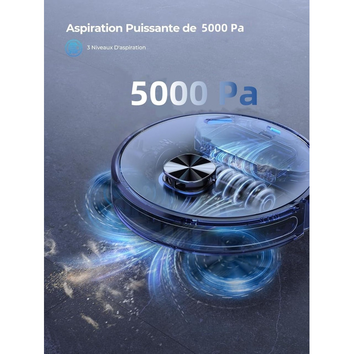 Робот-пилосос Laresar Clean з функцією миття підлоги, станція самоочищення L6 Nex, навігація LiDAR, 3л контейнер, до 180 хв роботи, 3-в-1 (прибирання, миття, пилосос), для видалення шерсті тварин, чорний