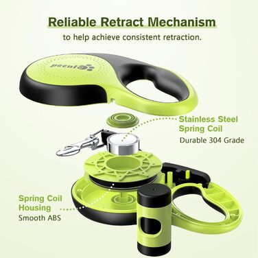 Рулетка для собак Pecute 8м, 50 кг, зелена - надійна та зручна