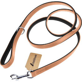Leather Dog Leash - Training Leash - Leather Leash for Dog - Leash 3-Way Adjustable, for all Dogs (180cm, Beige)