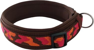 Нашийник для собак BUDDYPACK Extra-широкий та м'який з неопреновою підкладкою, всі розміри, кольоровий (S (38-43 см), помаранчево-червоний на коричневому)