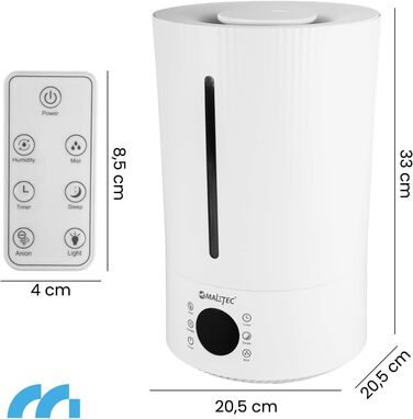 Maltec Humidifier Ionizer Diffuser WT5000ION with Oils Ultrasonic up to 35m2 Aromatherapy 3 Levels