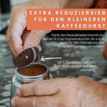Espresso Maker | High-Quality Espresso Maker Suitable for Induction Made of High-Quality Stainless Steel | Moka Pot for Coffee Lovers (6 Cups + Coffee Grinder)