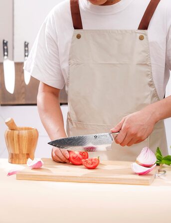 Японський ніж WILDMOK Santoku 20см з дамаської сталі, VG10, ручка з композитного матеріалу, ніж для кухні