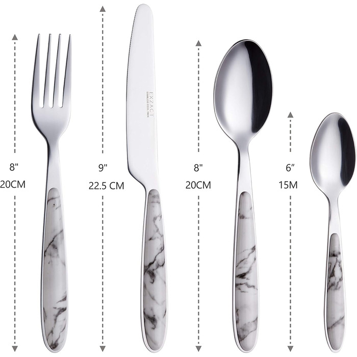 Набір столових приборів Exzact Rostfrei Stahl, мармур, нержавіюча сталь, 24 штуки