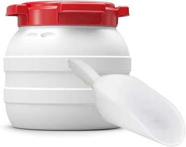 Контейнер для корму для тварин з кришкою та лопаткою | Великий отвір | 3.6 літра, HDPE, преміум-якість