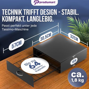 Тримач для капсул Tassimo Prodiumart - елегантний диспенсер на 64 капсули (чорний)