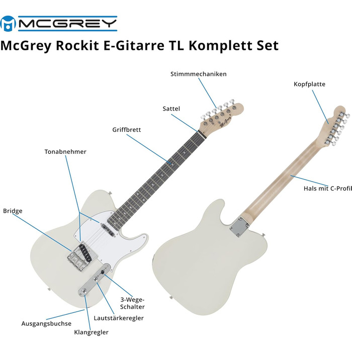 Електрогітара McGrey Rockit TL-Style Antique White (8-частинний стартовий набір)