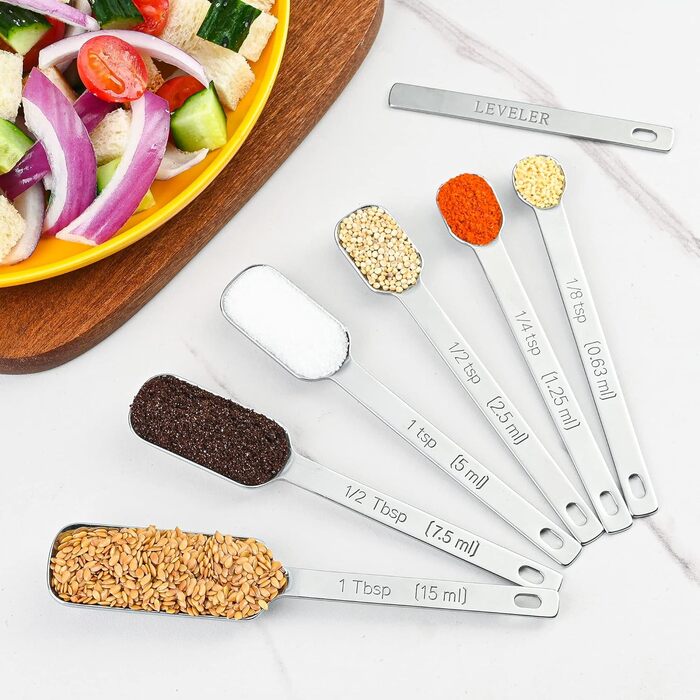 Measuring cup and spoon set, 7 stainless steel measuring cups and 9 measuring spoons and 5 mini measuring spoons and 1 measuring spoon