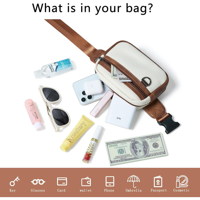 Жіноча та чоловіча поясна сумка, 2 л, веганська шкіра, коричнева, 8 дюймів. Ідеальна для подорожей, піших прогулянок та бігу.