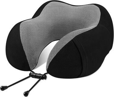 Подушка для шиї у літак – Memory Foam, Зручна подушка для подорожей, Авто, Поїзд, Автобус, Ергономічна, Дихаюча, З чохлом для зберігання