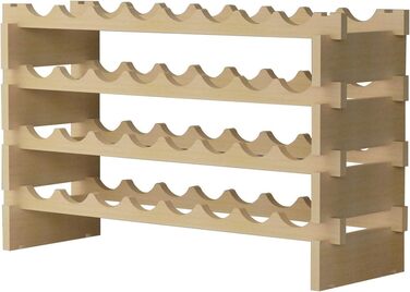 DlandHome Wine Rack Wood Stackable Wine Racks made of Wood with 4 Levels for 32 Bottles wine rack wood bottle rack for Bar, Kitchen, Dining Room 90x30x54cm