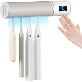 Wall-mounted toothbrush holder, electric toothbrush holder, single cleaner for bathrooms, with automatic inductive opening/closing, clean, dry, for home, travel (4 compartments)