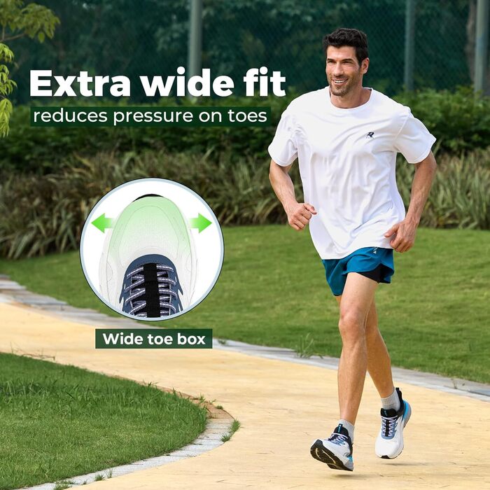 Чоловічі кросівки для ходьби FitVille Extra Wide (широкі) – біло-сірі, 42 EU. Зручні, дихаючі, з амортизацією, для широкої стопи. Ідеальні для ходьби, бігу та фітнесу.