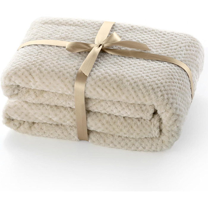 Плед DecoKing 70x150 см, кавовий, мікрофібра, теплий та м'який, скандинавський стиль