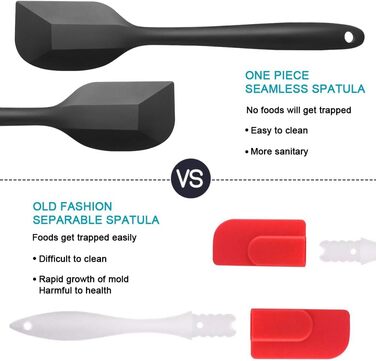 Набір силіконових шпателів Vicloon (4 шт.) для випічки та приготування їжі. Стійкі до високих температур (500°F), гнучкі, антипригарні. Чорний колір.