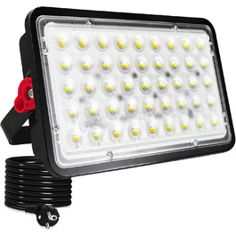 LED Floodlights 100W, 2 Pack LED Floodlights Outdoor with Plug 10000LM Outdoor Spotlights 6500K Cool White LED Projector IP66 Waterproof Led Floodlight for Warehouse, Garden, Garage, Yard (1 Piece)