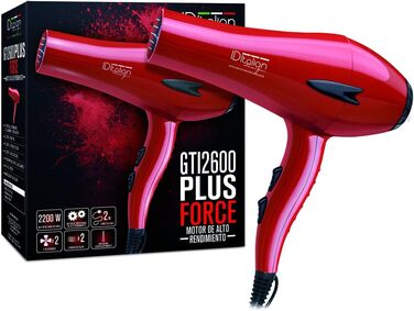 Професійний фен для волосся ID Italian Design з насадкою для укладки, 2200W (червоний)