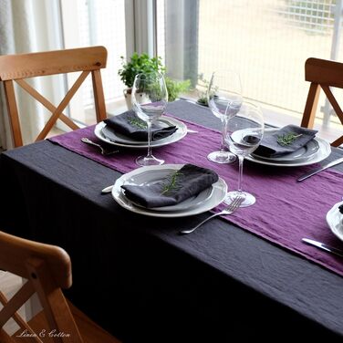 Linen & Cotton 4 x Cloth Napkins - Fabric Napkins, Linen Napkins, Solid Color, Nordic - 100% Linen, Black (42 x 42cm) Rectangular for Home, Kitchen, Dining Room, Cafe, Restaurant, Hotel, Catering, Party, Decoration
