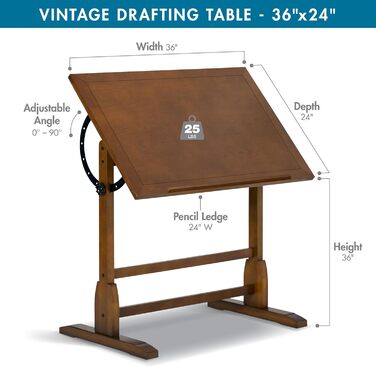 Adjustable Craft Table with Rustic Oak Top - Studio Desk for Hobbies & Art
