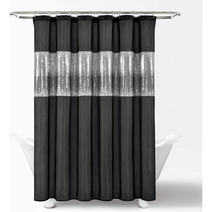 Шторка для душу Lush Decor Night Sky, 183 x 183 см, сірий та білий колір