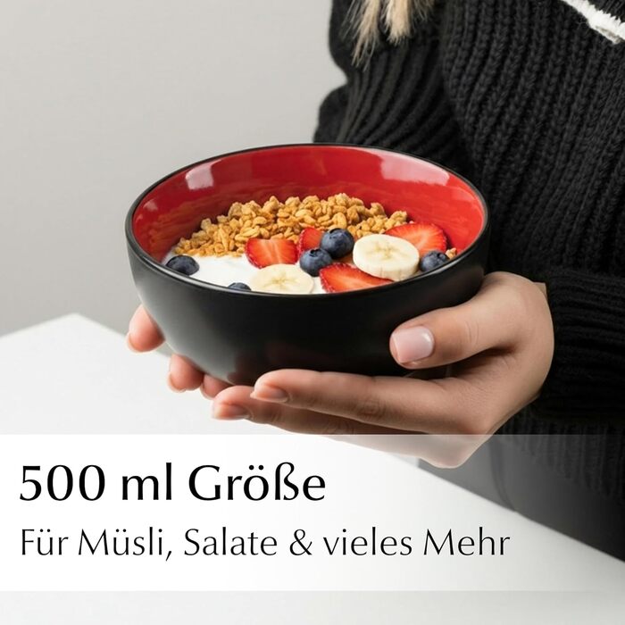 MIAMIO Le Papillon - Набір мисок для сніданку з кераміки (6 шт) 500 мл - Миючі в посудомийній машині та придатні для мікрохвильової печі