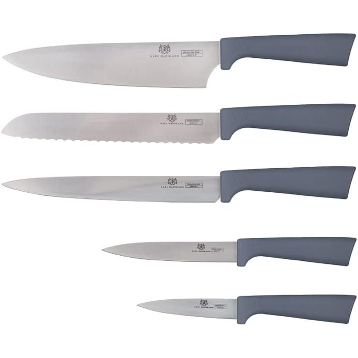 Набір ножів Karl Hausmann 5 предметів: набір ножів, ніжний блок, кухонні ножі з нержавіючої сталі (сірий)