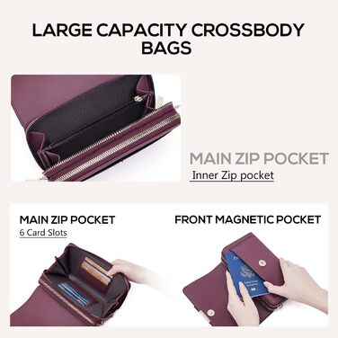 Сумка крос-боді Roulens Klein Handy Burgunderrot з веганської шкіри для жінок: компактна сумка через плече для телефону, документів та карт, регульований ремінець