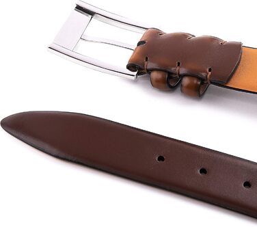 Чоловічий шкіряний ремінь Fabio Valenti – для костюмів, джинсів, уніформи. З односторонньою пряжкою. Розмір 40-42, колір Umbra Gebrannt