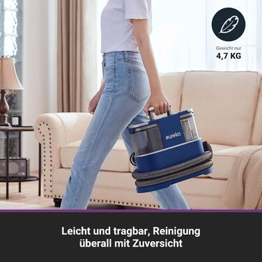 Eureka NEY100: Мийний пилосос для килимів, диванів та авто | Насадки для м'яких меблів, килимів, ковролінів | Потужний мокрий/сухий пилосос 12500Pa, 1.5L резервуар для води з формулою для чищення