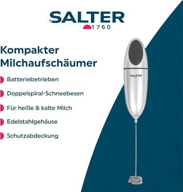 Електричний піногасник для молока Salter 546 SVXR з нержавіючої сталі - сріблястий