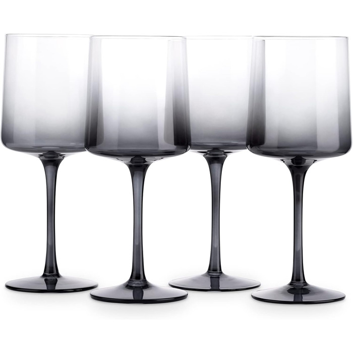 Navaris Gray-Tinted Wine Glasses, Set of 4 - Colored Stemware - Stylish Designer Glassware for Serving Wine, Cocktails, and Desserts