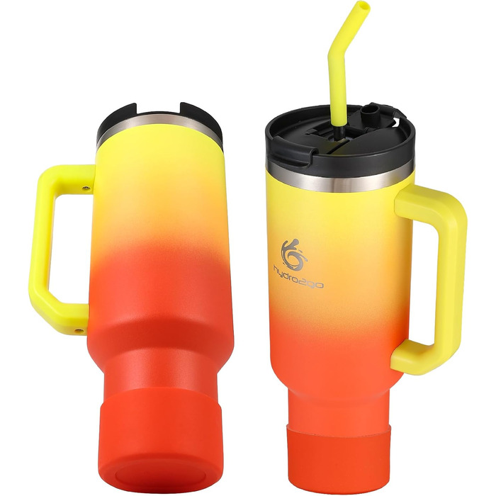 Термокружка Hydro2Go з трубочкою – BPA-free, придатна для миття в посудомийній машині, зберігає тепло 10 годин/холод 12 годин – 1200 мл, колір Sun