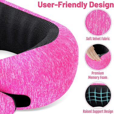 Подушка для шиї в літак | Подушка для подорожей Memory Foam | Подушка-восьминіжка дихаюча + пральна | Подушка для шиї в літак, авто, офіс | Регульована, компактна | з берушами, маскою для сну, сумкою для перенесення