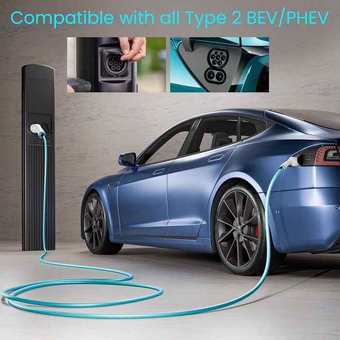 Кабель для зарядки електромобілів 22kW 32A Typ 2 (8м) | IP55 | для електромобілів та гібридів