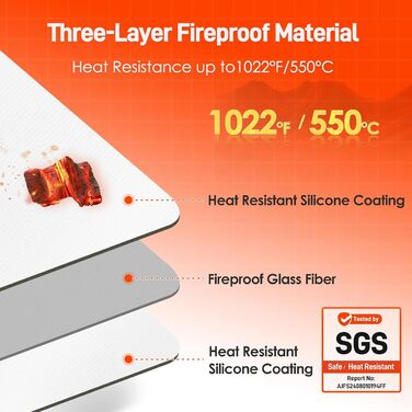 Термостійкий килимок 30 x 45 см - захист від нагріву для повітряної фритюрниці, стіл, робоча поверхня, масло- та водовідштовхувальний, легко миється, білий, 1 шт.