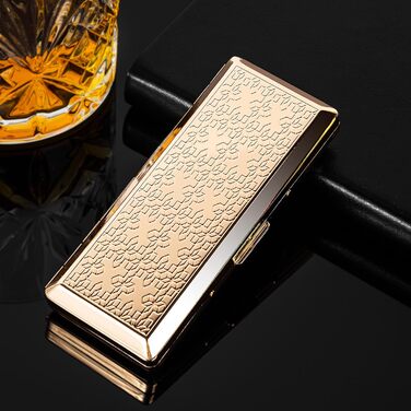 Вінтажний металевий тютюнониця для жінок та чоловіків, вміщує 18-20 сигарет (100 мм), золотий у горошок