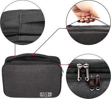 Водонепроникна сумка-органайзер для кабелів та електроніки Ruyosn. Двошарова сумка для кабелів, повербанку та аксесуарів. Чорний колір.