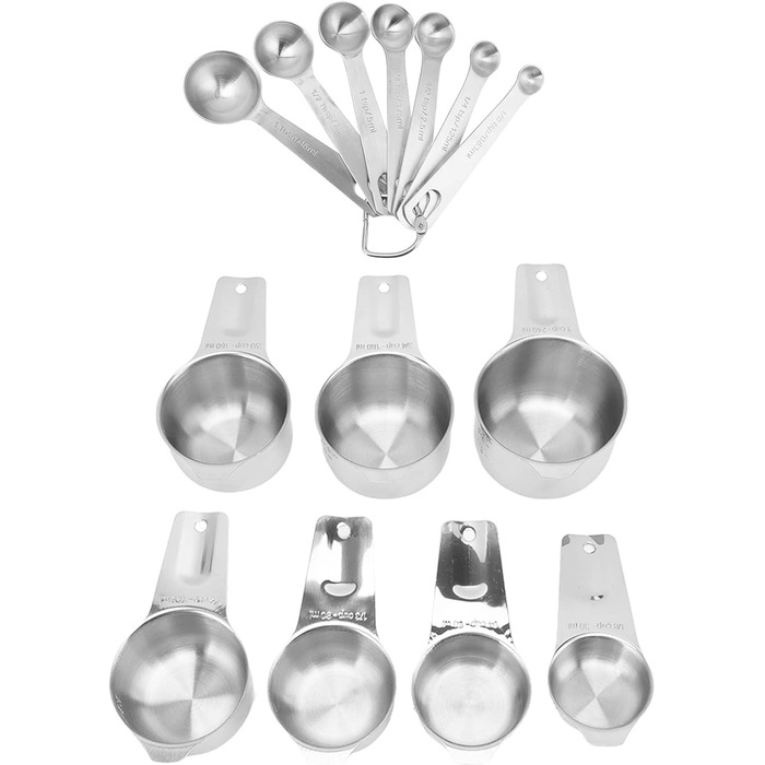 HUONIU 14-Piece Stainless Steel Measuring Cups and Spoons Set, Kitchen Utensils