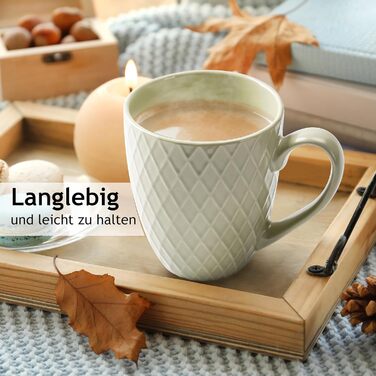 MIAMI – 6 x 400 ml – Coffee Cup Set/Mugs – Modern Matte Ceramic Cup – Large Coffee Cup – Palmanova Collection (Jungle)