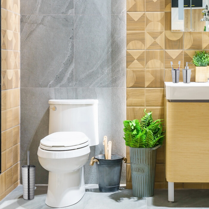 Relaxdays 5-piece Bathroom Set Stainless Steel