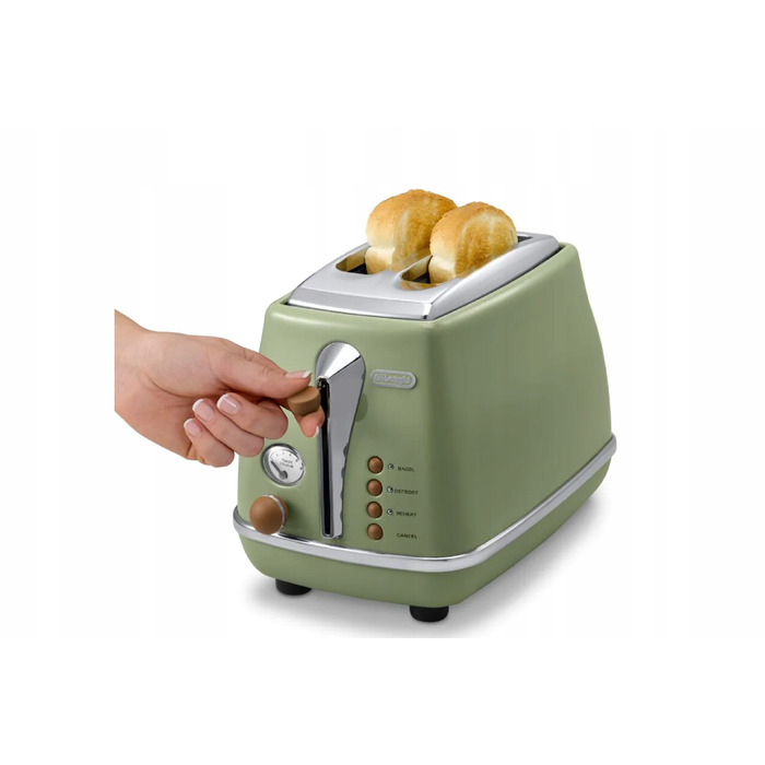 Тостер De'Longhi Icona Vintage CTOV 2103.GR, оливково-зелений, 900 Вт